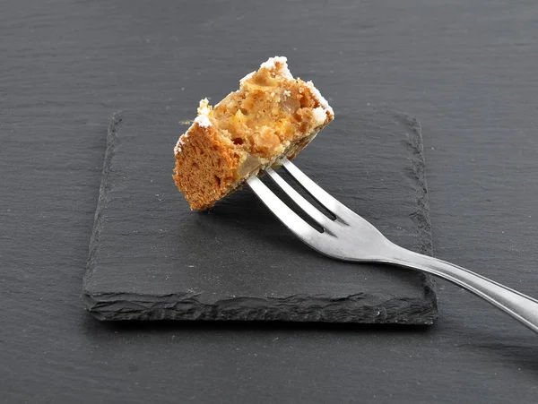 Christmas Stollen Fork Slate — Stock Photo, Image