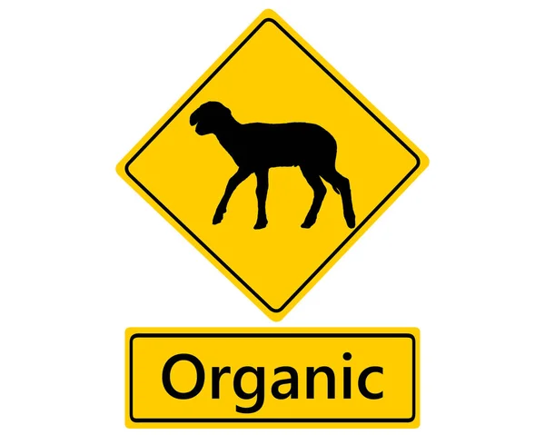 Traffic Sign Organic Sheep Farming — Stock Vector