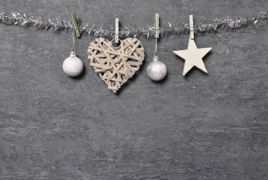 Şeyl kurulu olarak arka plan Christmas dekorasyon ile