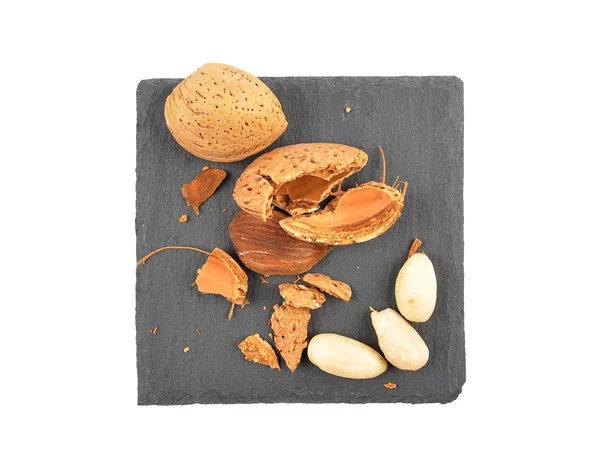 Almonds Shell Slate — Stock Photo, Image