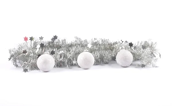 Christmas Garland Baubles White — Stock Photo, Image