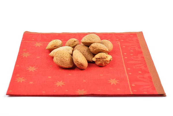 Almonds Christmassy Napkin White — Stock Photo, Image