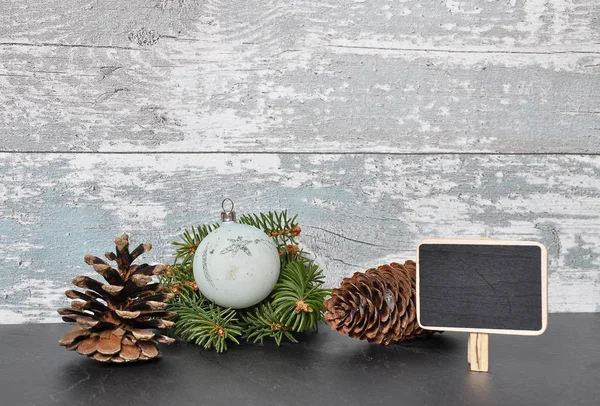 Christmas Decoration Front Weathered Wood — Stock Photo, Image