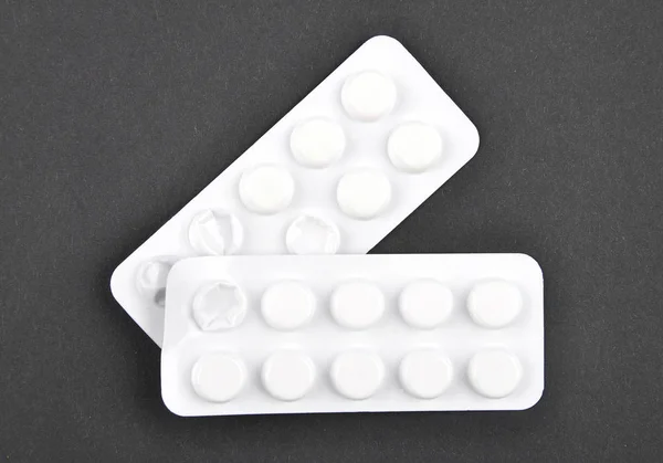 Tabletter Emballasje Svart Bakgrunn – stockfoto