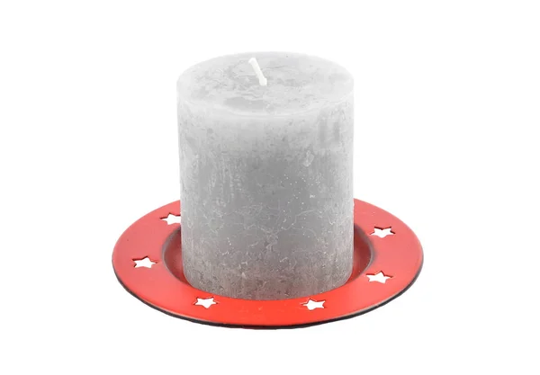 Gray Candle Red Drip Plate — Stock Photo, Image