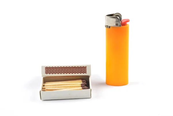 Open Matchbox Lighter White Background — Stock Photo, Image