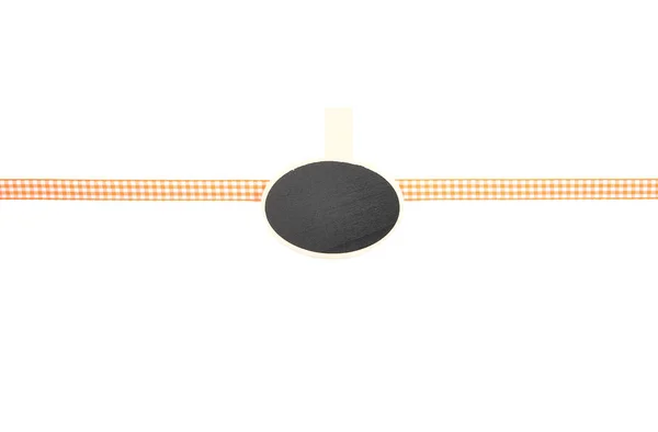Background Orange White Checkered Ribbon Plate — Stock Photo, Image