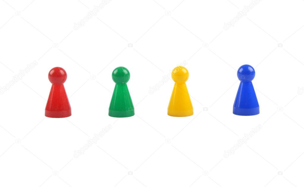 Pawns in a game on white background