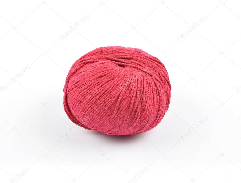 Red wool on white background