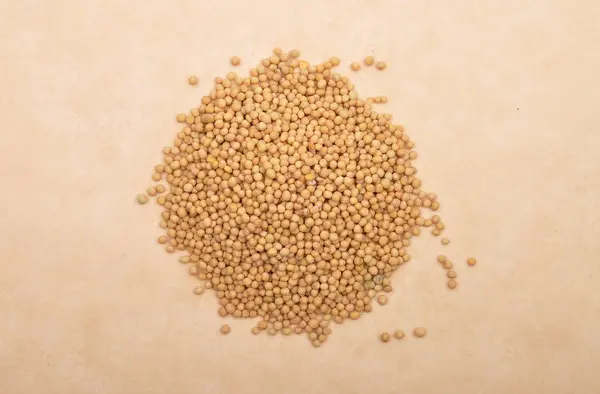 Mustard Seeds Brown Background — Stock Photo, Image