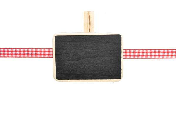 Red White Checked Ribbon Tablet White — Stock Photo, Image