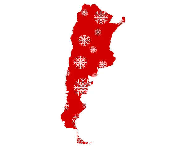 Mapa Argentina Con Copos Nieve — Archivo Imágenes Vectoriales