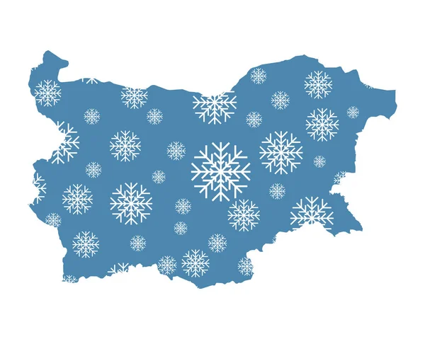 Mappa Bulgaria Con Fiocchi Neve — Vettoriale Stock