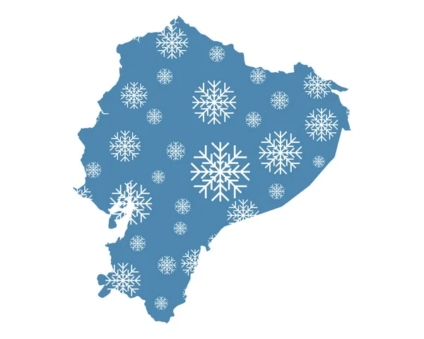 Mapa Ecuador Con Copos Nieve — Vector de stock