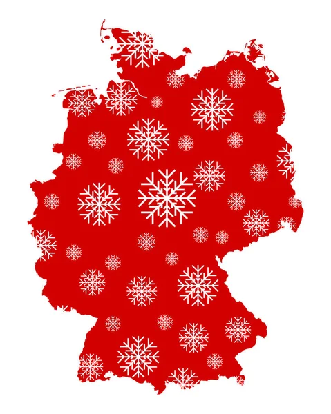 Mapa Alemania Con Copos Nieve — Vector de stock