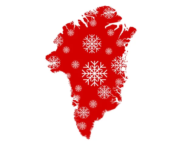 Kaart Van Groenland Met Sneeuwvlokken — Stockvector