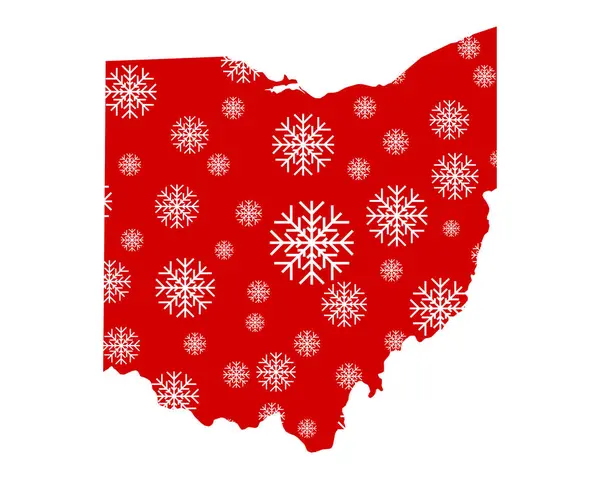 オハイオ州地図雪片 — ストックベクタ