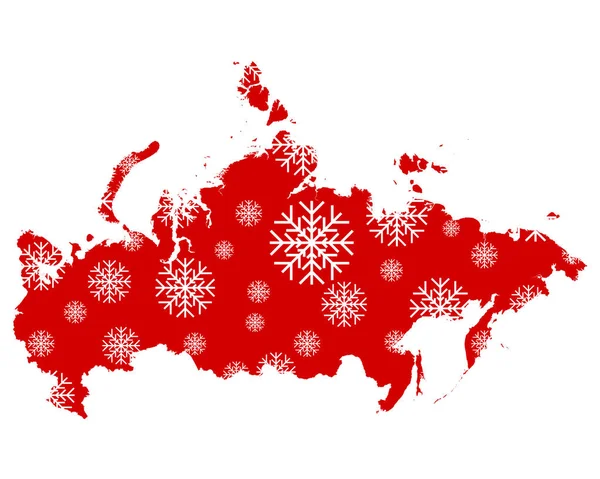 Mapa Rússia Com Flocos Neve — Vetor de Stock