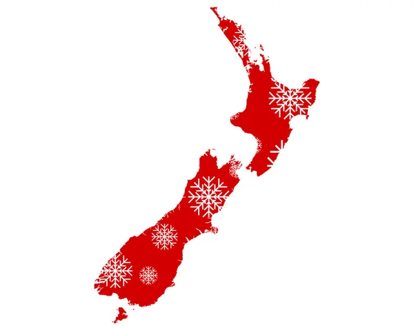 Map New Zealand Snowflakes — Stock Vector