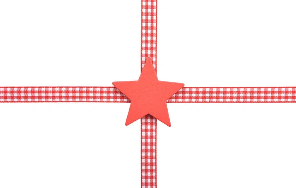 Stars Checked Ribbon White Background — Stock Photo, Image