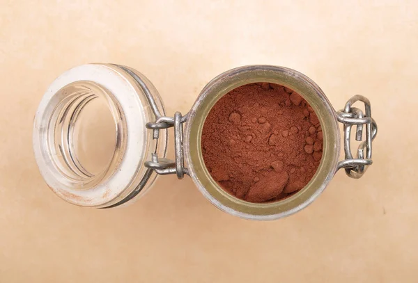 Cacao Polvere Vaso Con Coperchio Fondo Marrone — Foto Stock