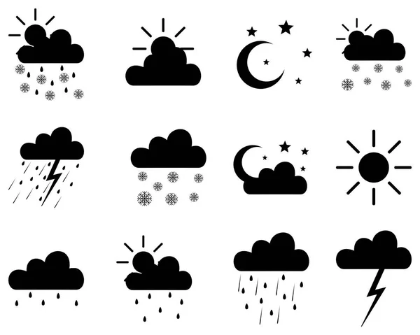 Icon Set Weather White — Stock Vector