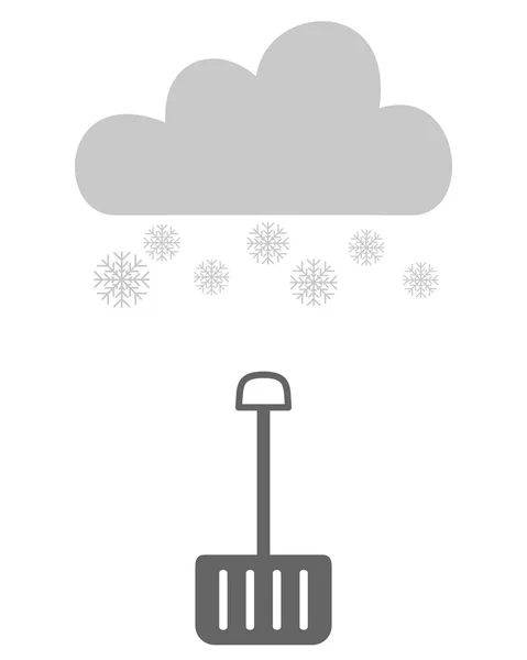 Snow Shovel Cloud Snowflakes — Stock Vector