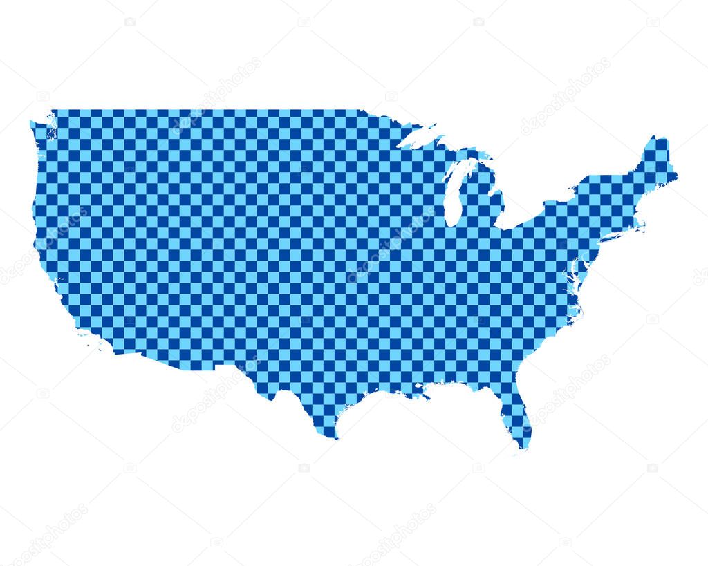 Map of the USA in checkerboard pattern