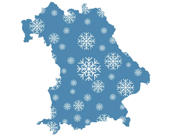 Mapa Baviera Con Copos Nieve — Vector de stock
