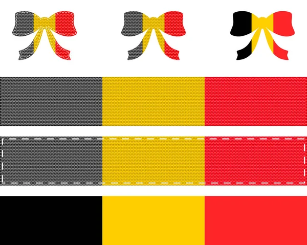 Belgian Flag Ribbon Bow — Stock Vector