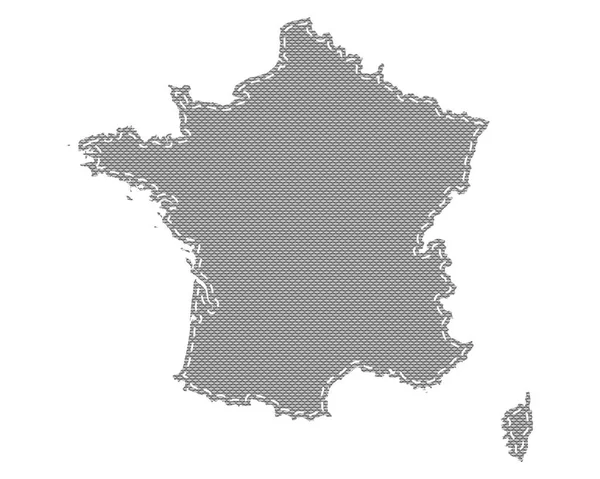 Mapa Francia Tela Con Puntos Sutura — Vector de stock