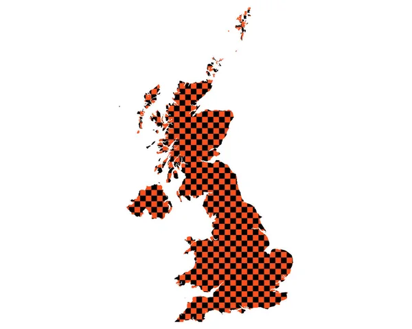 Kaart Van Groot Brittannië Dambordpatroon — Stockvector