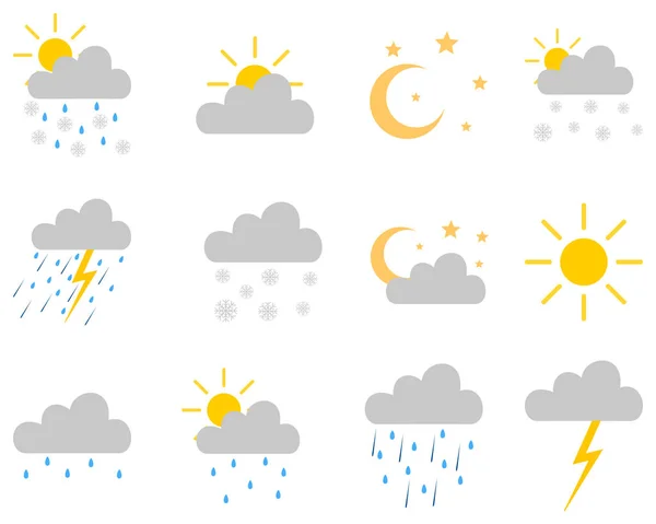 Icon Set Weather White — Stock Vector