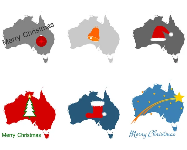 Map of Australia with Christmas symbols — Stock Vector