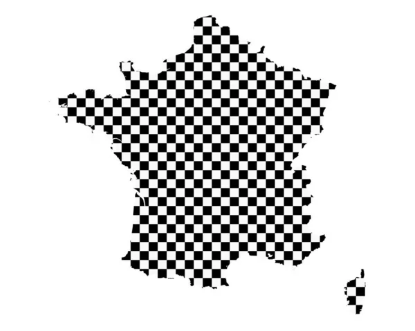 Landkarte von Frankreich im Schachbrettmuster — Stockvektor