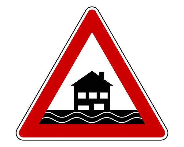 Panneau de signalisation inondation sur blanc — Image vectorielle