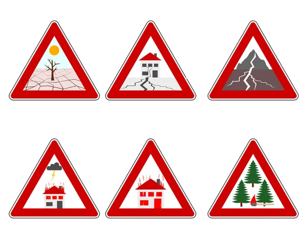 Verkeers waarschuwing teken natuurrampen — Stockvector