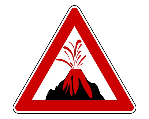 Sinal de aviso de trânsito erupção vulcânica —  Vetores de Stock