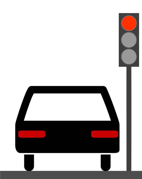 Car at red traffic lights — Stock Vector