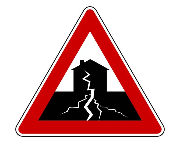 Panneau de signalisation avec tremblement de terre — Image vectorielle