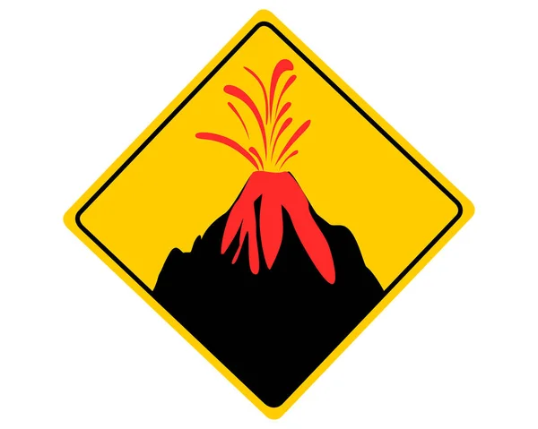 Извержение вулкана по сигналу дорожного движения — стоковый вектор