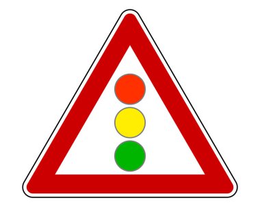 Beyaz trafik ışıkları ile trafik işareti