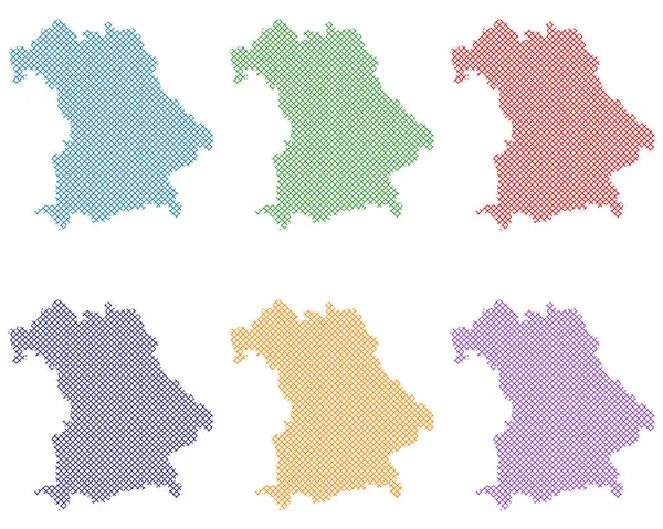 Kartor över Bayern på enkel korsstygn — Stock vektor