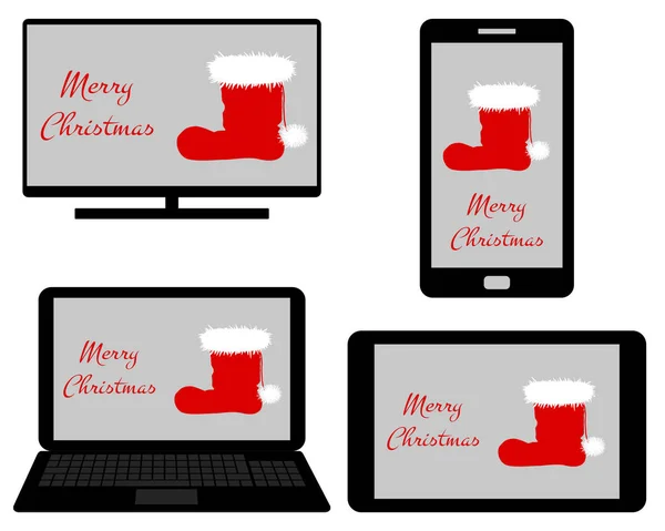 Natale sui media digitali — Vettoriale Stock