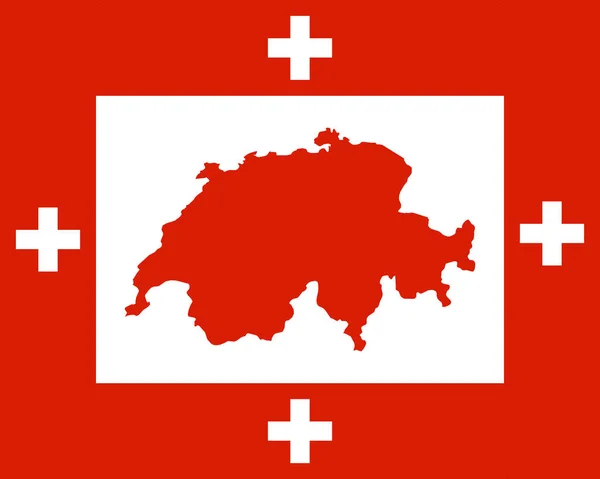 Švýcarská vlajka a mapa — Stockový vektor
