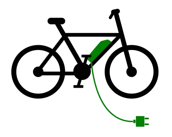 E-Bike an Ladestation auf weiß — Stockvektor