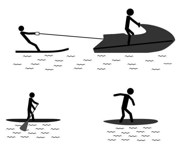 Pittogramma delle attività sportive in acqua — Vettoriale Stock