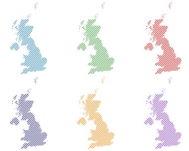 Basit kanaviçe üzerinde Büyük Britanya Haritaları