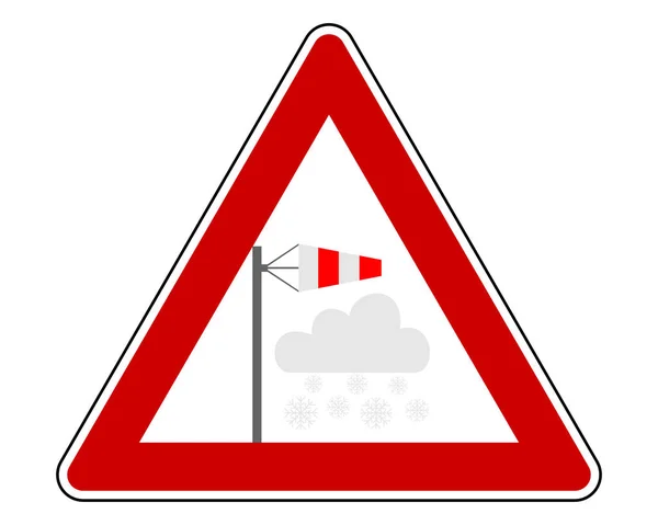 Traffic warning sign blizzard on white — Stock Vector