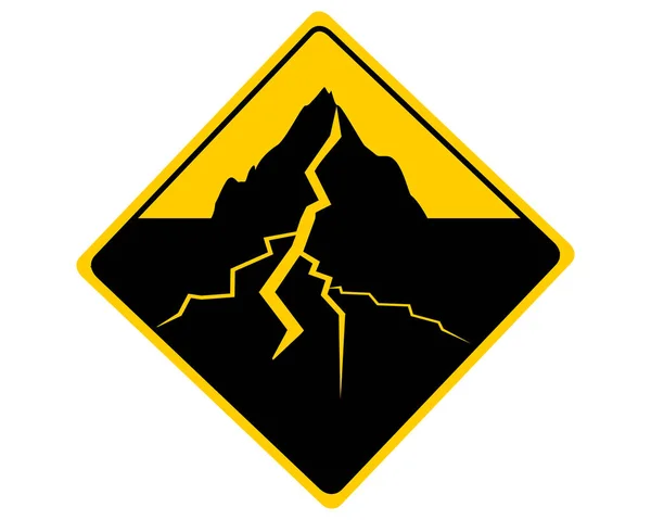 Panneau de signalisation avec tremblement de terre — Image vectorielle